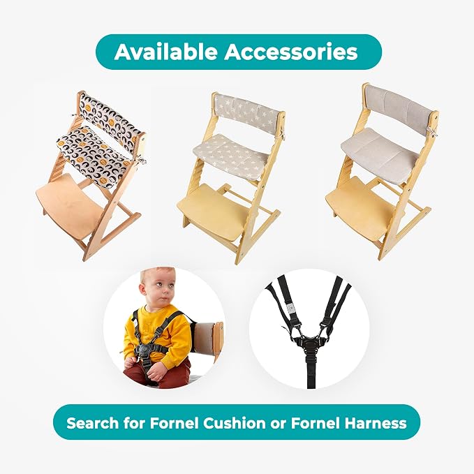 FORNEL Modern Wooden High Chair in Turquoise | The Adjustable Grow-with-Me Chair - Image 9
