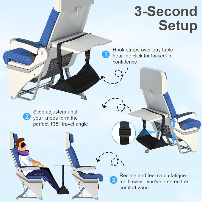 Foot Hammock for Plane Travel, Upgraded Airplane Foot Rest - Image 5