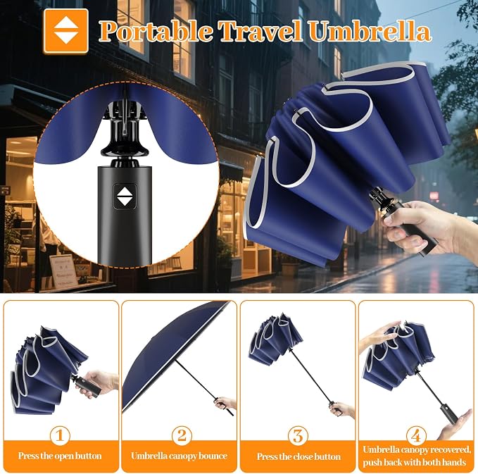 Travel Umbrella Superior, Beautiful & Compact, Large Strong but Light Portable - Image 7