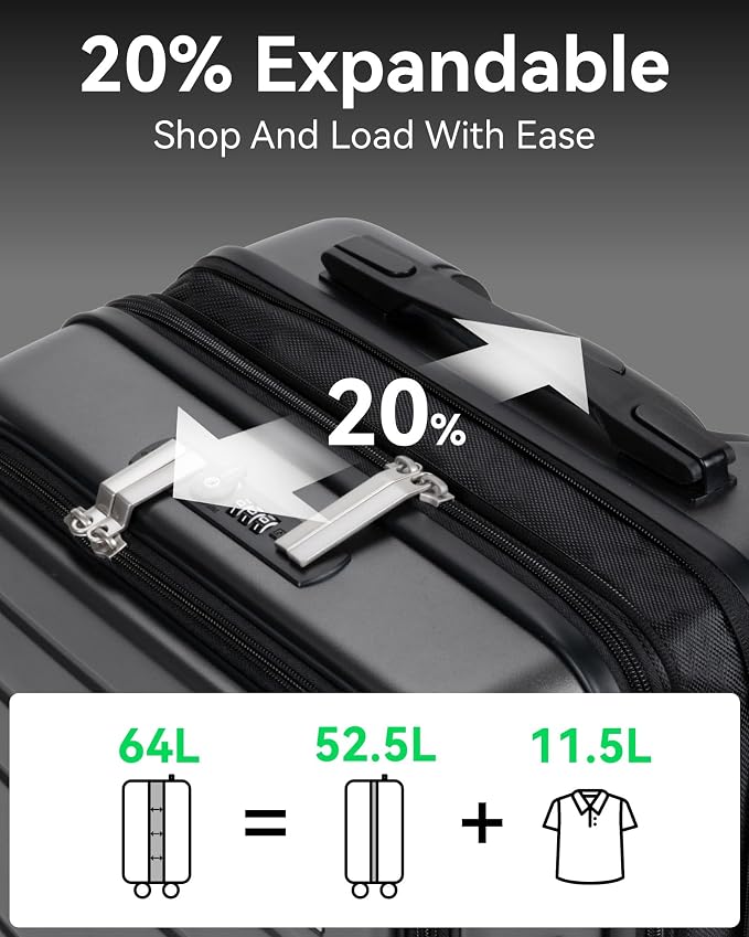 LUGGEX 24 Inch Luggage with Spinner Wheels, Expandable PC Hard Shell Checked - Image 4