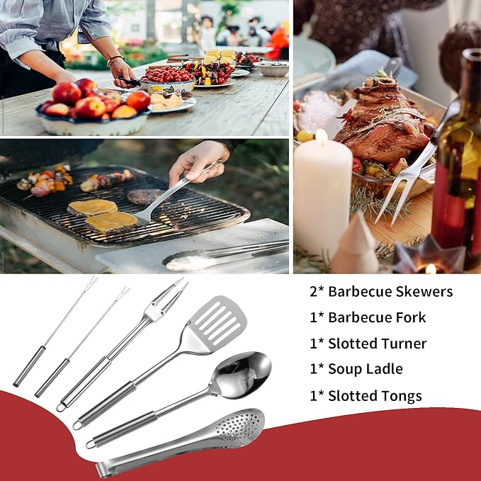 Portable Camping Kitchen Utensil Set-27 Piece Cookware Kit, Stainless Steel - Image 5