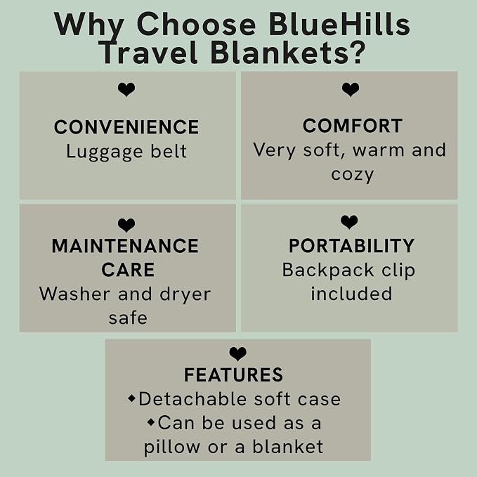 BlueHills Premium Soft Long Travel Blanket Pillow - Image 5