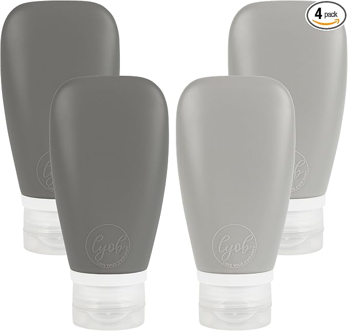 Travel Bottles for Toiletries, TSA Approved 3oz Leak Proof Silicone Soft by Lyob