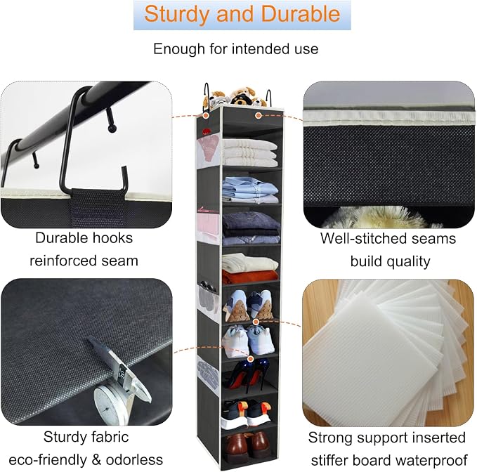 Large-Sized Hanging Shoe Organizer 10-Shelf, Sturdy Hanging Closet Organizer - Image 4