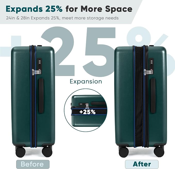 SHOWKOO Luggage Sets 3 Piece 100% PC Ultra Tough Hardside Expandable Suitcases - Image 6