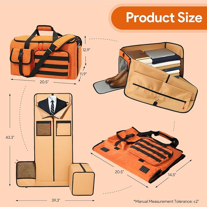 Garment Duffle Bags for Travel, HOMQUIET Convertible Garment Duffel Bag - Image 3