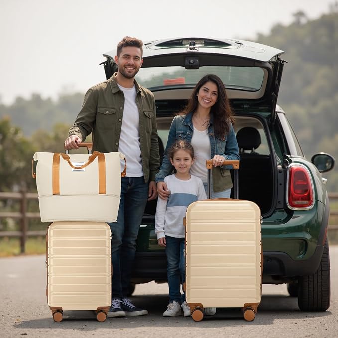 LARVENDER Luggage Sets 5 Piece Hardside Expandable Suitcase - Image 2
