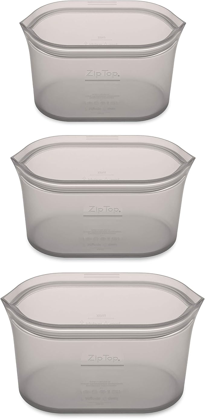 Zip Top Reusable Food Storage Bags | 3 Dish Set | Silicone Meal Prep Container - Image 2