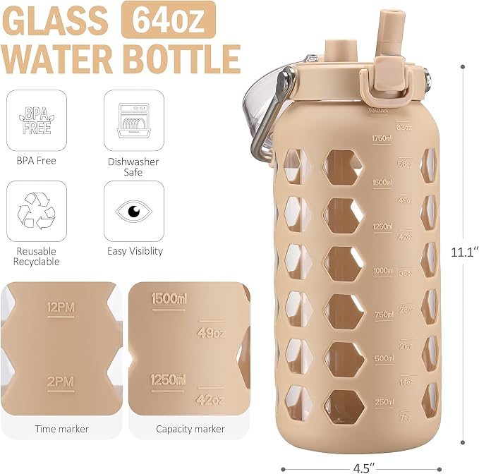 MUKOKO 64oz Glass Water Bottles - Image 3