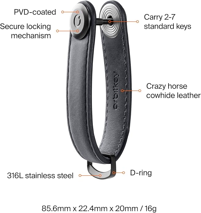 Orbitkey Crazy Horse Leather Key Organizer | Quiet Profile | Holds up to 7 Keys - Image 5