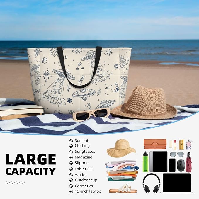 Beach Bag for Women Beach Tote Bag Waterproof Sandproof Large Bags - Image 5