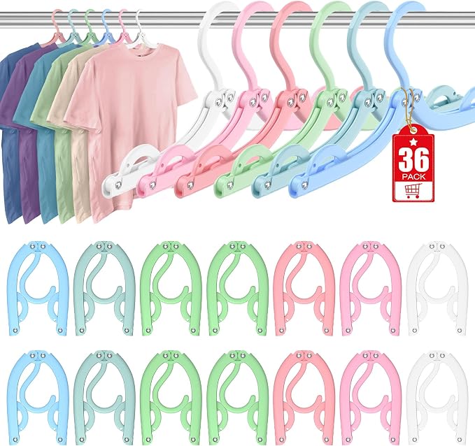 36 Pcs Travel Hangers Portable Foldable Travel Hanger Organizer, Plastic Cruise by Besslly