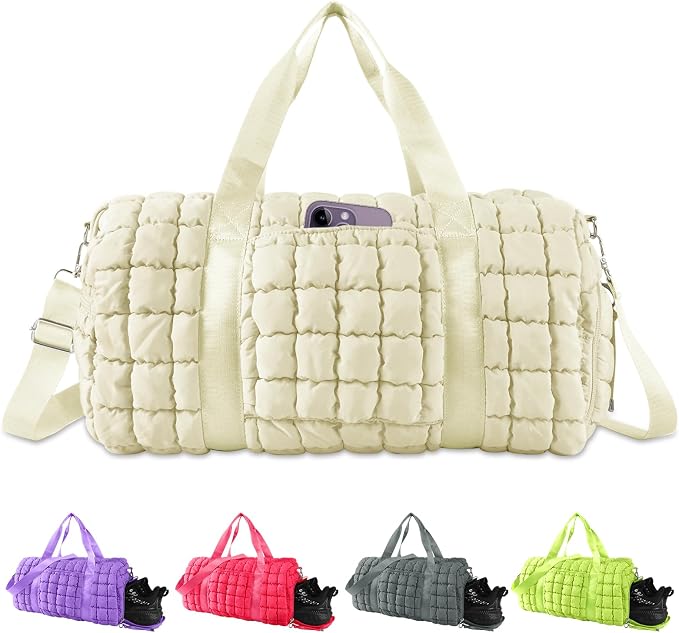 Quilted Travel Duffle Bag Gym Bag by XSUIOY