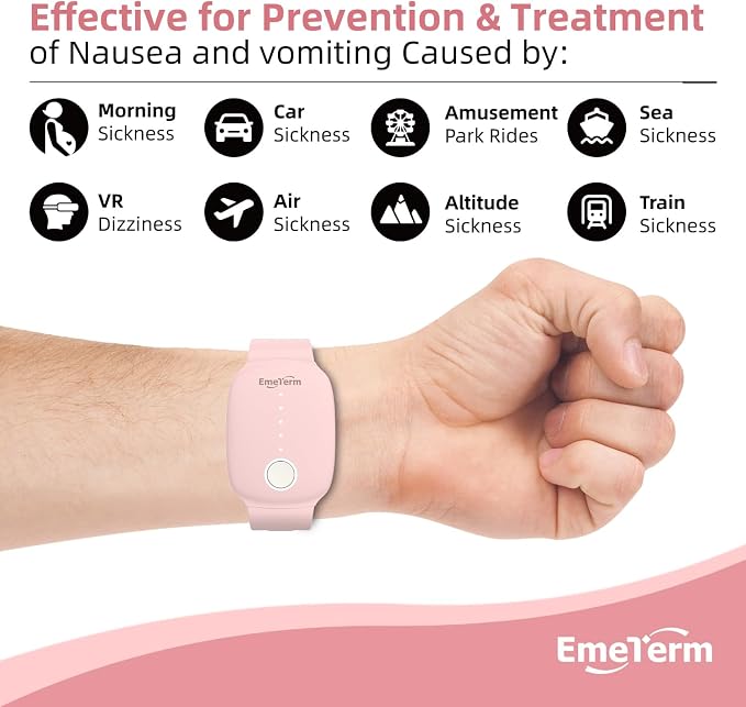 EmeTerm Fashion Pink Anti-Nausea Wristband Relieve Morning Motion Travel - Image 2