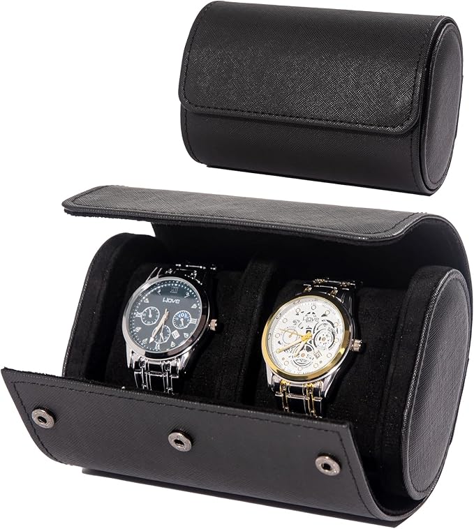 MR.OKAY 2 Watch Travel Case- Classic Leather Watch Case - Image 9