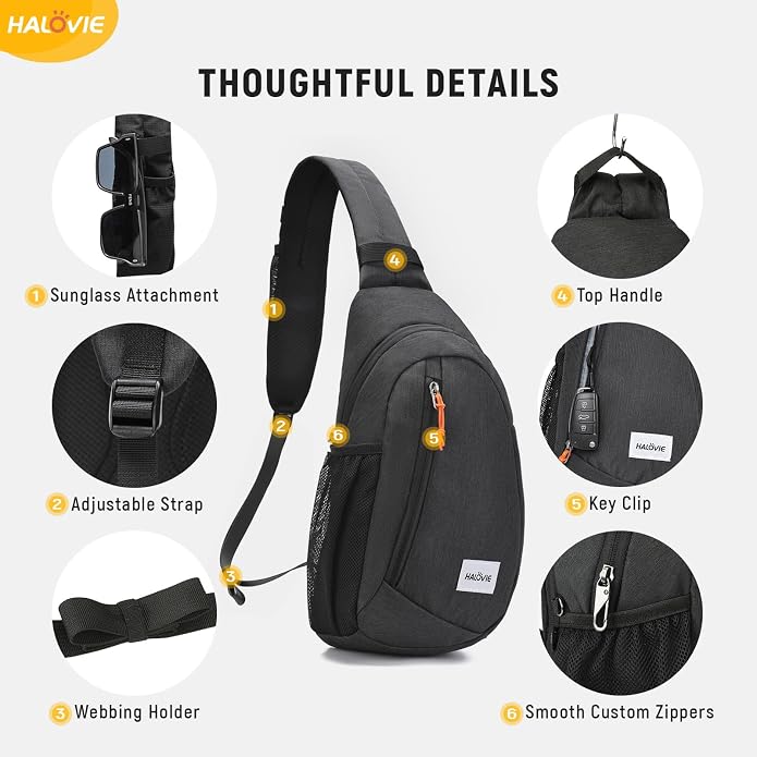 HALOVIE Anti Theft Crossbody Sling Bag RFID Travel Sling Backpack Lightweight - Image 5