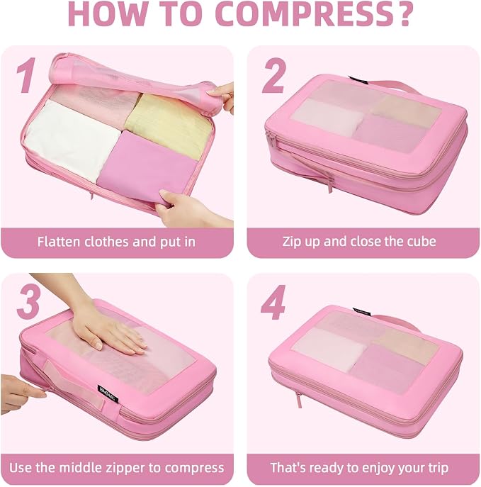 BAGAIL 4 Set/6 Set/8 Set Compression Packing Cubes Travel Accessories - Image 4