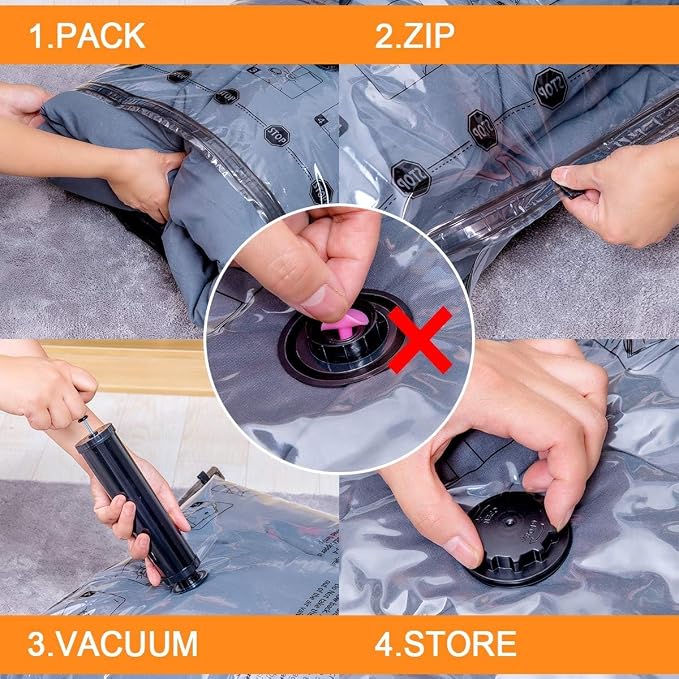6 Large Vacuum Storage Bags, Plastic Packaging Bags, Space Saver Sealer - Image 4