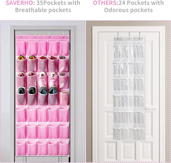 35 Pockets Over the Door Shoe Organizer, Hanging Shoe Organizer - Image 6