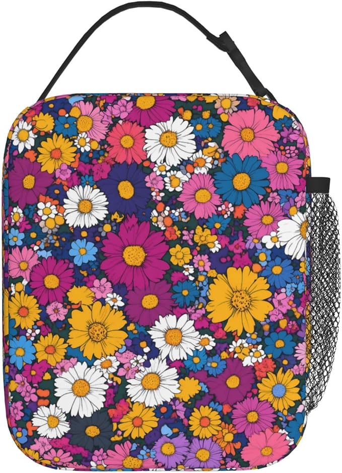 Floral Insulated Lunch Box for Women Men Floral Lunch Bag for Travel, or - Image 3