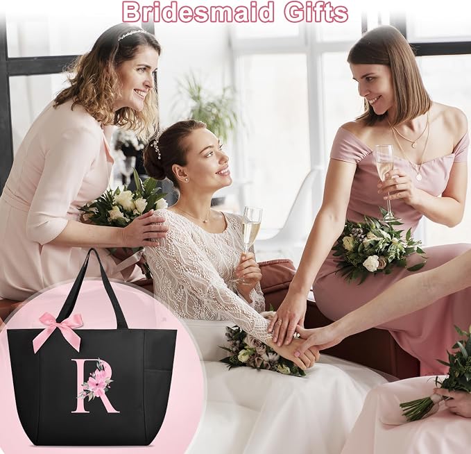 Vavabox Tote Bag, A-Z Initial Monogrammed Waterproof Tote Bag, Bridesmaid Gifts - Image 6