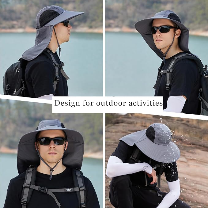 Sun Hat for Men Women with Neck Flap, UPF 50+ UV Protective Hiking Fishing Hats - Image 5