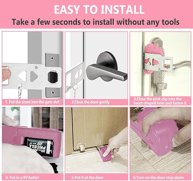 MBBEST Hotel Door Lock & Door Stop Alarm, Dual Protection Security Devices - Image 4