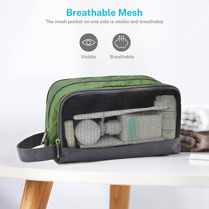 Gonex Travel Toiletry Bag Nylon, Dopp Kit Shaving Bag Toiletry Organizer Olive - Image 4