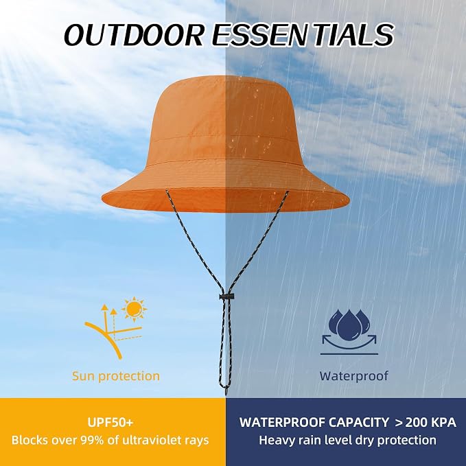 Durio Waterproof Bucket Hats for Woman UPF 50+ Sun Hat UV Protection Packable - Image 2
