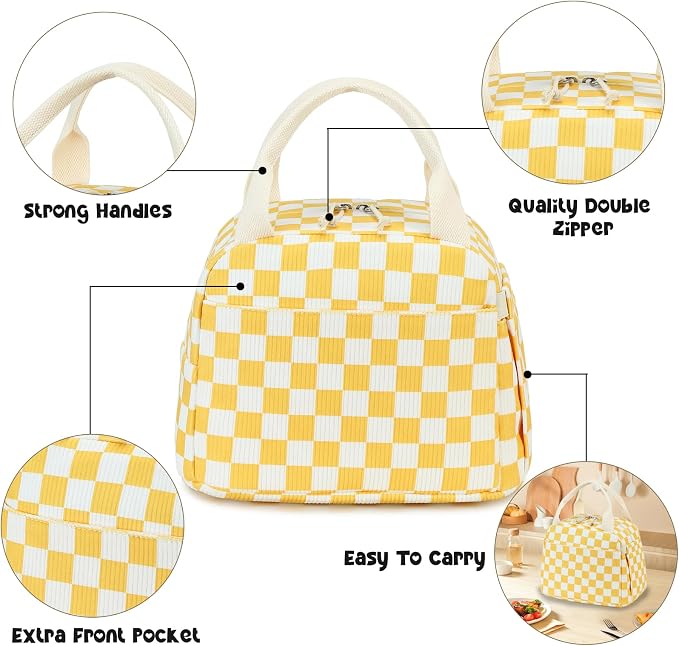Bluboon Lunch Box for Women men Insulated Cute Corduroy Lunch bag, Reusable - Image 9