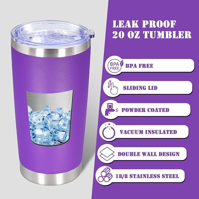 20 oz Tumbler with lid Double Wall Vacuum Insulated Tumblers Stainless Steel - Image 3