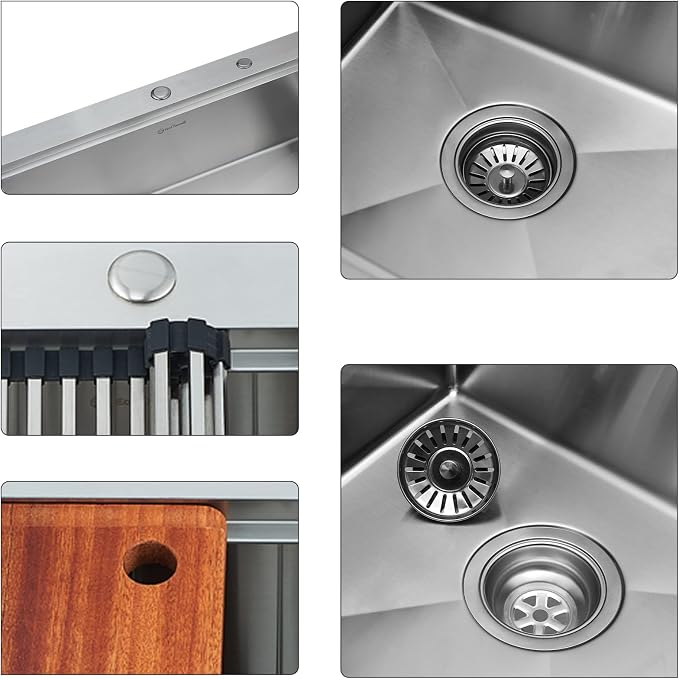 Kitchen Sink, 33 x 22 Drop in Kitchen Sink 16 Gauge Stainless Steel Kitchen - Image 5