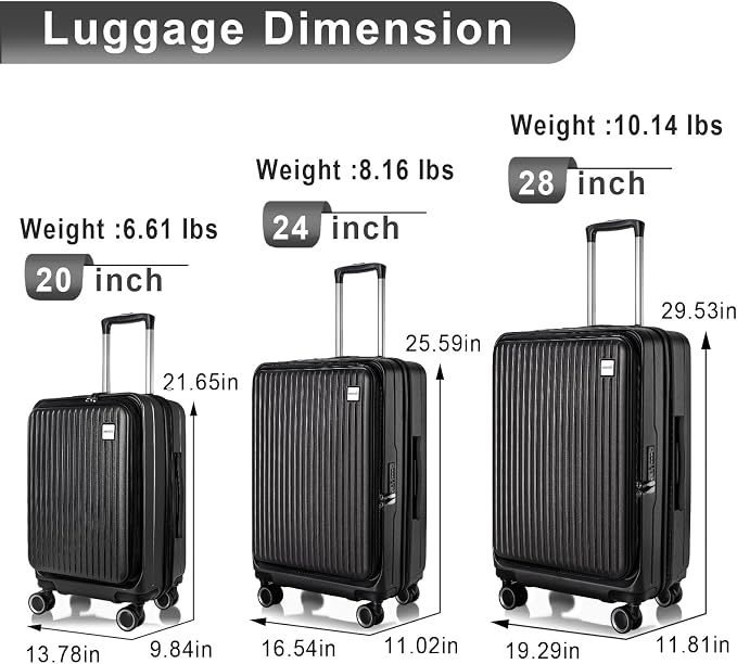 Luggage Sets 3 Piece, ABS Lightweight 20in/24in/28in Luggage, Expandable Carry - Image 7