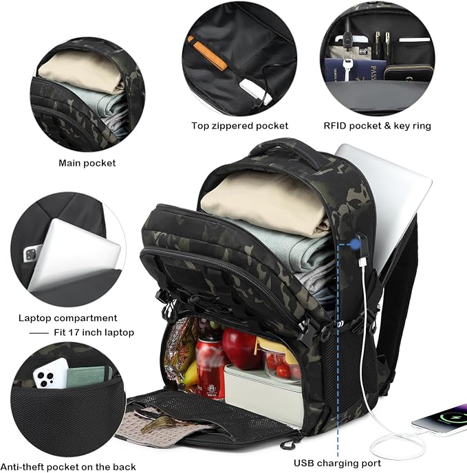 Laptop Lunch Backpack for Men - 40L Large Capacity Work Backpack - Image 4