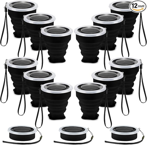 12 Pcs Silicone Collapsible Cup 7.04 oz Folding Camping Travel Collapsible by Purpeak