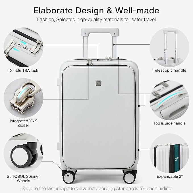 Hanke Grace Expandable Carry On Luggage - Image 3