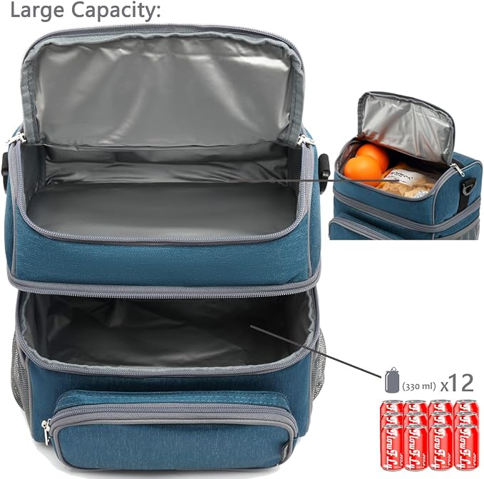 FlowFly Double Layer Cooler Insulated Lunch Bag Adult Lunch Box Large Tote Bag - Image 5