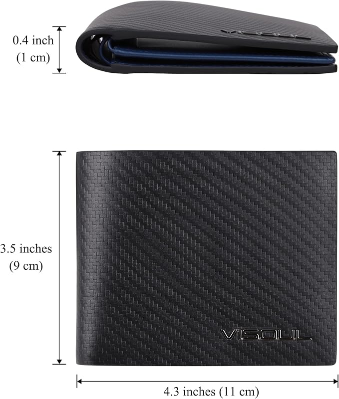 VISOUL Leather Mens Bifold RFID Blocking Wallet - Image 4