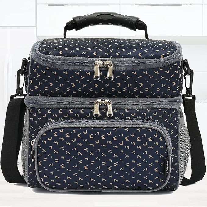 FlowFly Double Layer Cooler Insulated Lunch Bag Adult Lunch Box Large Tote Bag - Image 7
