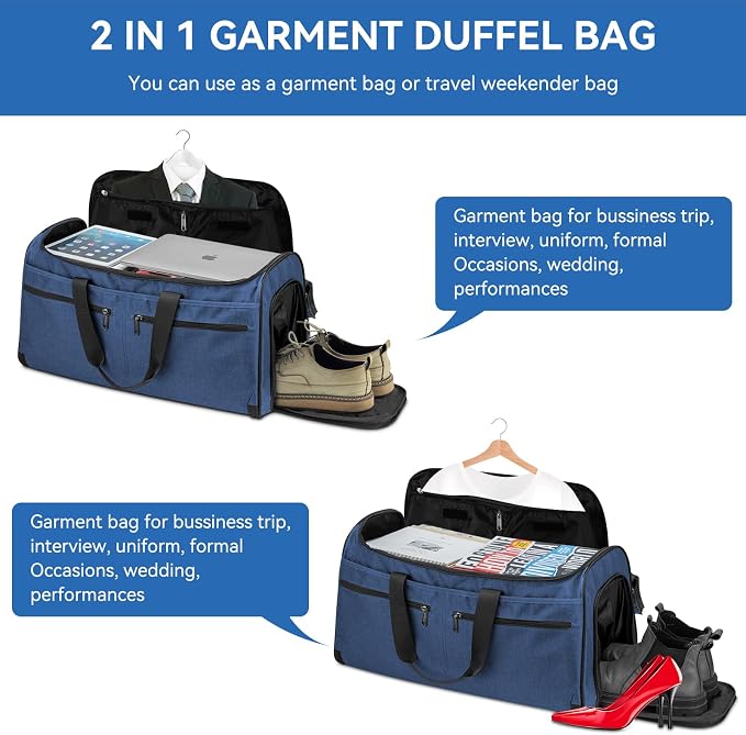 Large Garment Bag for Travel, Bukere Convertible Suit Travel Garment Duffel Bag - Image 6