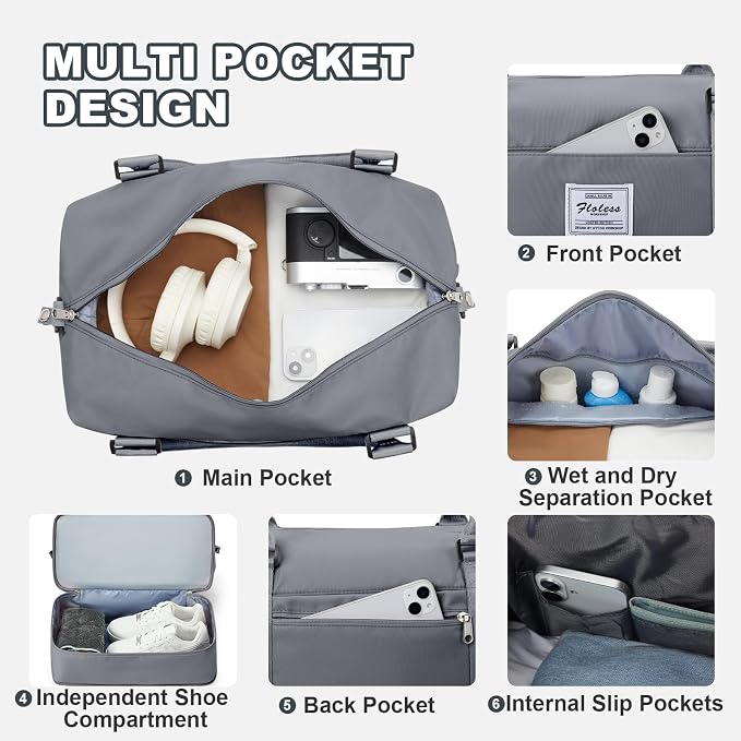 Travel Duffel Bag, Sports Tote Gym Bag, Shoulder Weekender Overnight Bag - Image 5