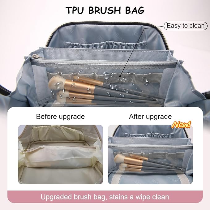 Travel Makeup Bag for Women: Large Capacity Open Flat Make up Bag Set of 3 - Image 5