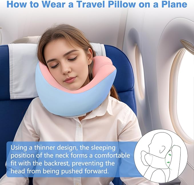 Travel Neck Pillow, Ergonomic Airplane Pillow - Image 4