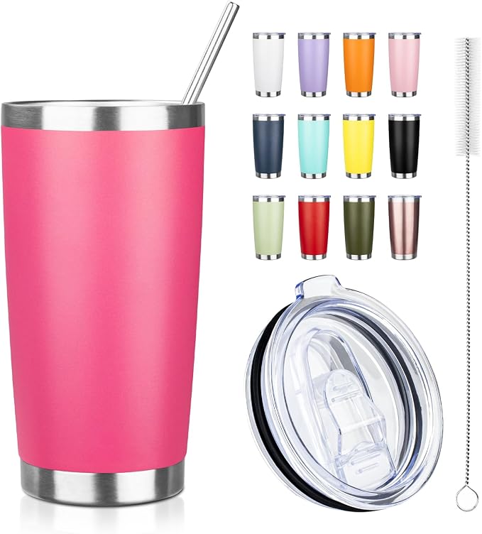 20oz Tumbler with Straw and Brush, Stainless Steel Vacuum Insulated tumbler by Unknown