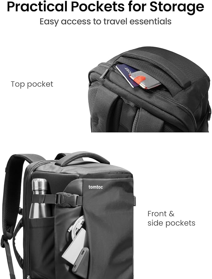 tomtoc Travel Backpack 40L, TSA Friendly Flight Approved Carry-on Luggage Hand - Image 6