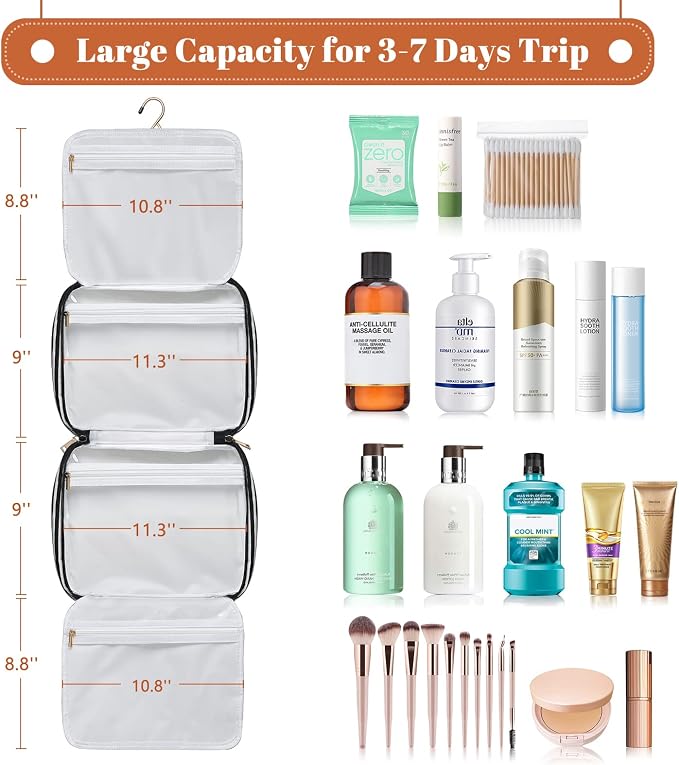 Hanging Travel Toiletry Bag, Large Capacity Cosmetic Travel Toiletry Organizer - Image 2