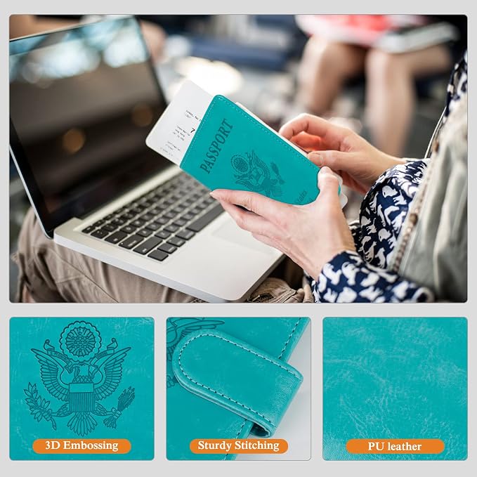 TIGARI Passport Holder for Travel Women Men, PU Leather Waterproof RFID - Image 4