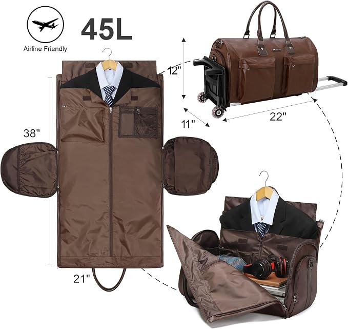 Modoker Rolling Garment Bag for Travel Wheeled Duffel Bag Luggage Suit Travel - Image 3