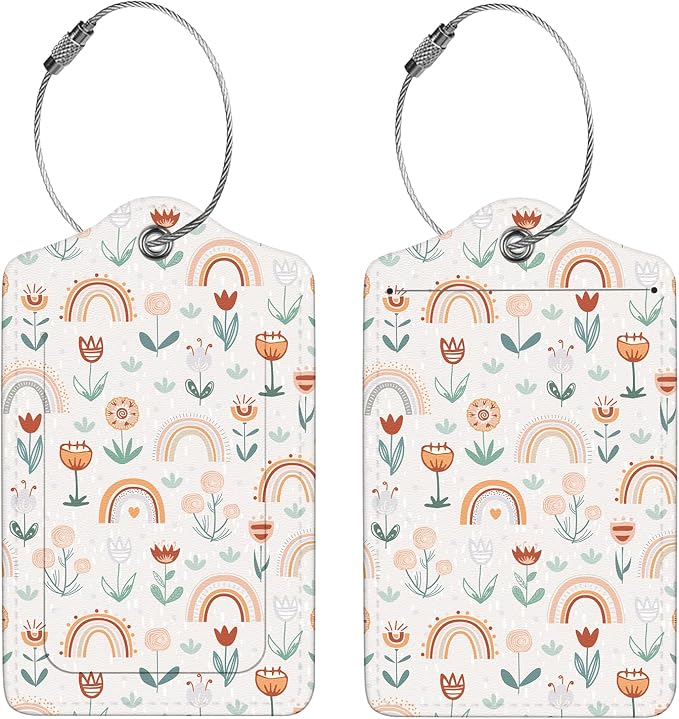 2 Pcs Luggage Tags for Suitcase, Cute Unique PU Leather Travel Bag Tag - Image 4