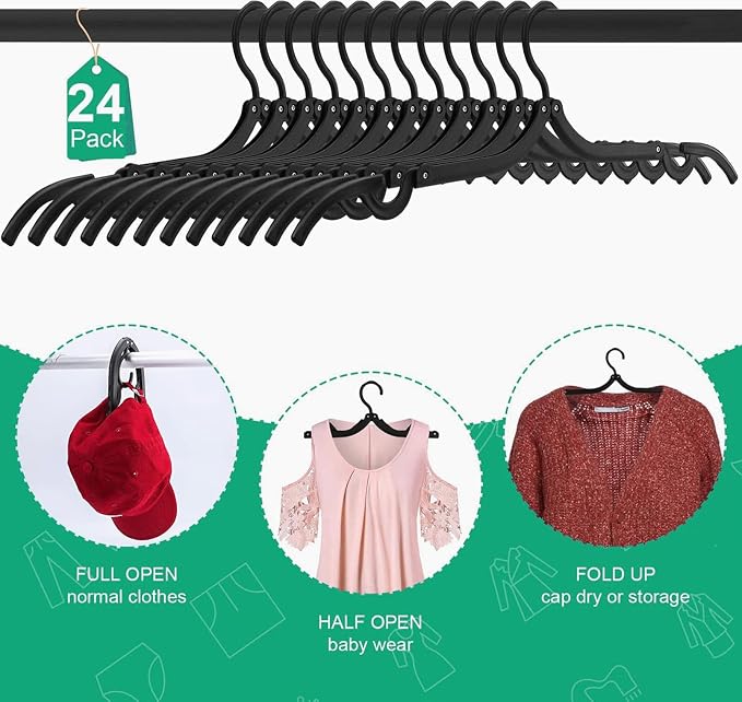 12 PCS Black Portable Folding Clothes Hangers, Non-Slip Folding Hangers - Image 4